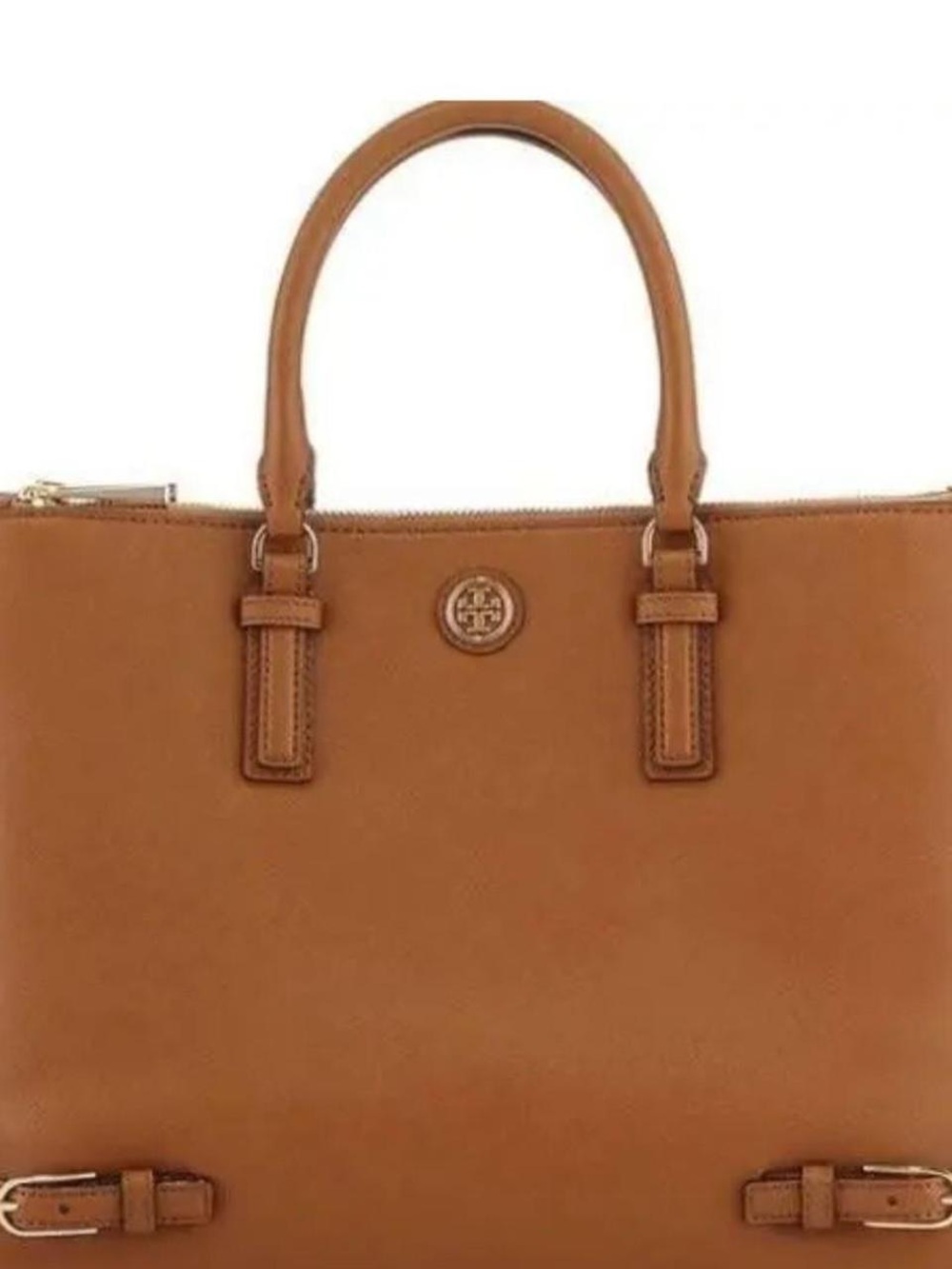 Tory Burch Robinson Brown Saffiano Leather Double Zip Tote Crossbody Bag - Picture 13 of 13